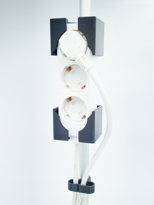 3DGROW Steckdosenhalter mit Kabelclip für Growbox-Stangen – Halter für Steckdosenleisten